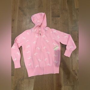 NWT Stella Tweed, pink bow zip cardigan - 2X